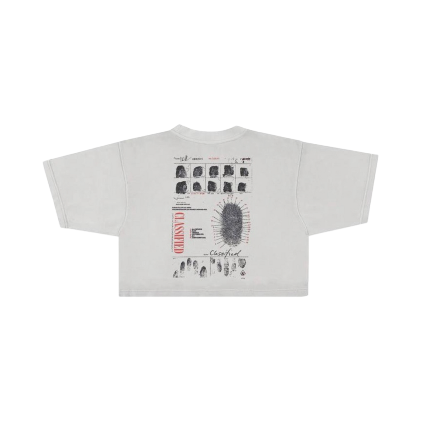 LA Classified Co Fingerprint Crop Top - White