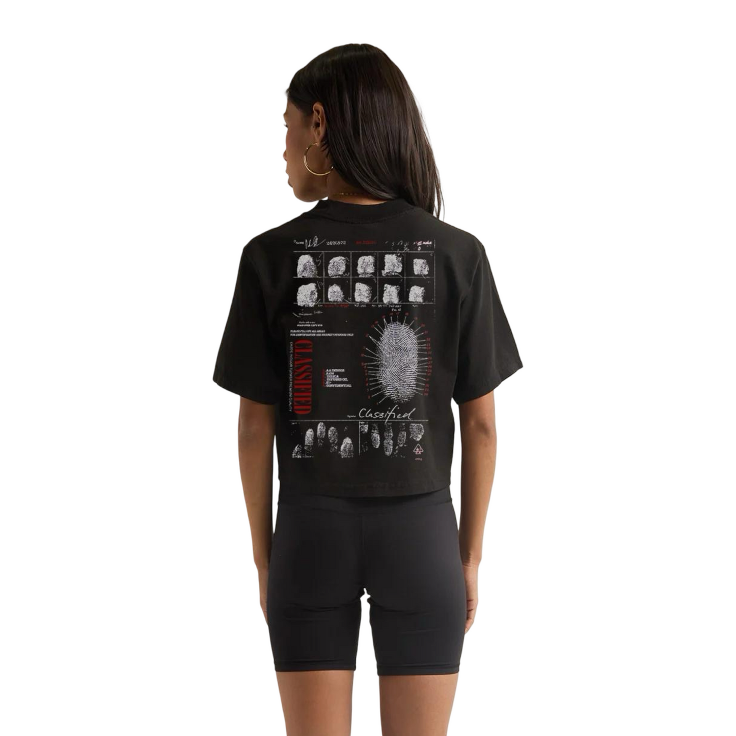 LA Classified Co Fingerprint Crop Top - Black