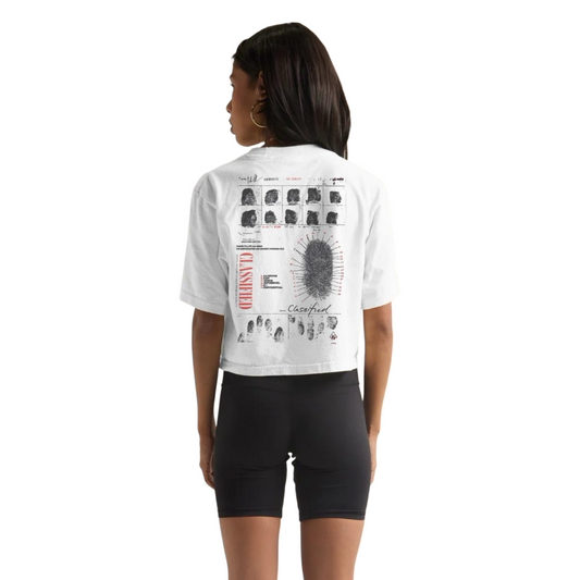 LA Classified Co Fingerprint Crop Top - White